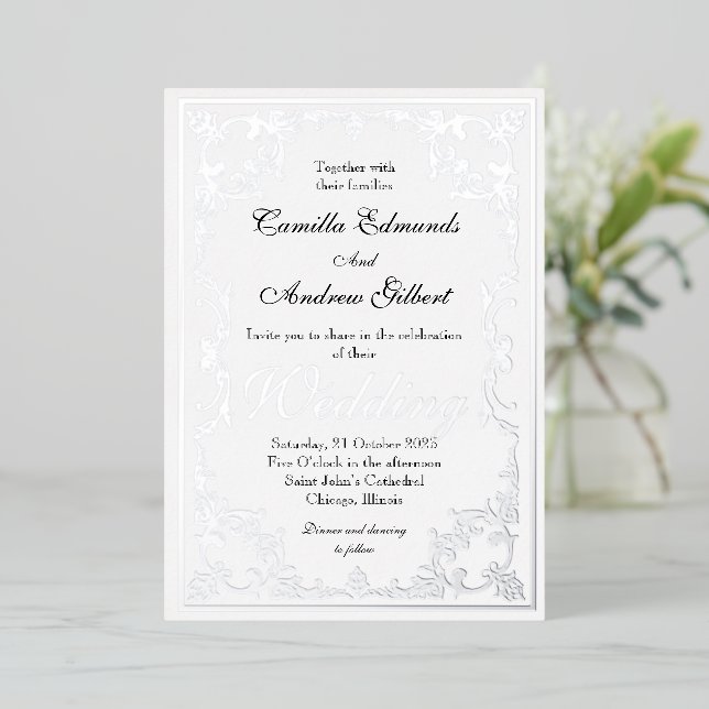 Elegant Silver Ornate FLourish Border Wedding  (Standing Front)