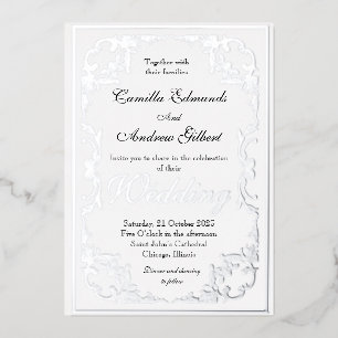 Elegant Silver Ornate FLourish Border Wedding