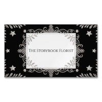 Elegant Silver Ornate Star & Leaf Black Celestial