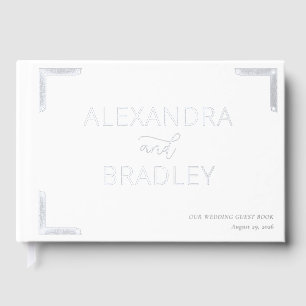 Elegant Silver Ornate Wedding Guest Book