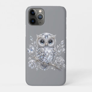 Elegant Silver Owl Botanical Magic Night Deco iPhone 11 Pro Case