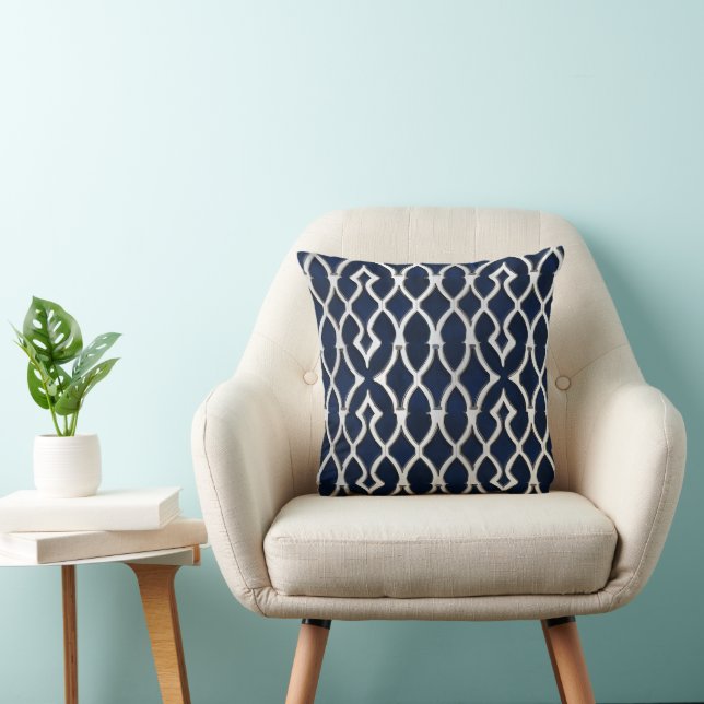 Elegant Silver Pattern Cushion (Chair)