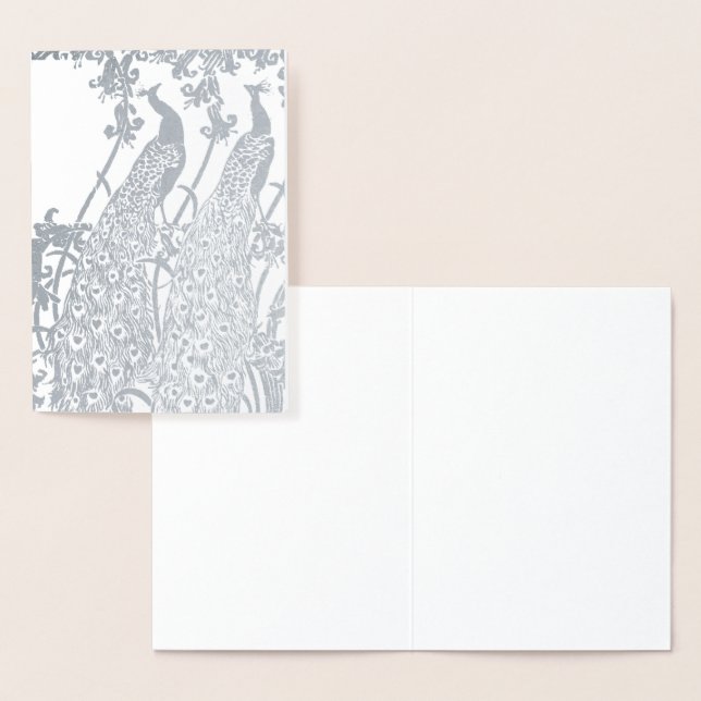 Elegant Silver Peacock  Foil Card (Display)