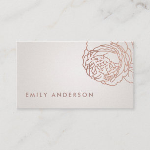 ELEGANT SILVER PEARL BLUSH PINK ROSE GOLD FLORAL BUSINESS CARD