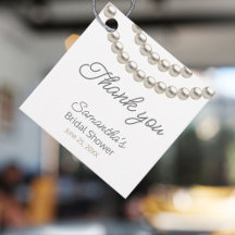 Elegant Silver Pearls Bridal Shower Favour Tags