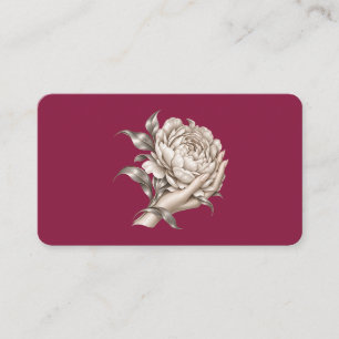 Elegant Silver Peony Florist Business Card