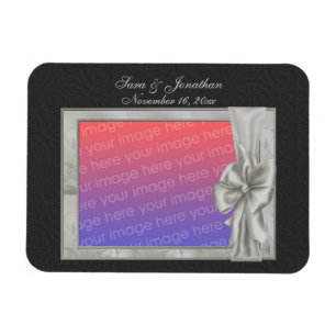 Elegant Silver Photo Frame Personalised Wedding  Magnet