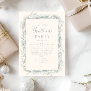 Elegant Silver Pine Winter Christmas Invitation