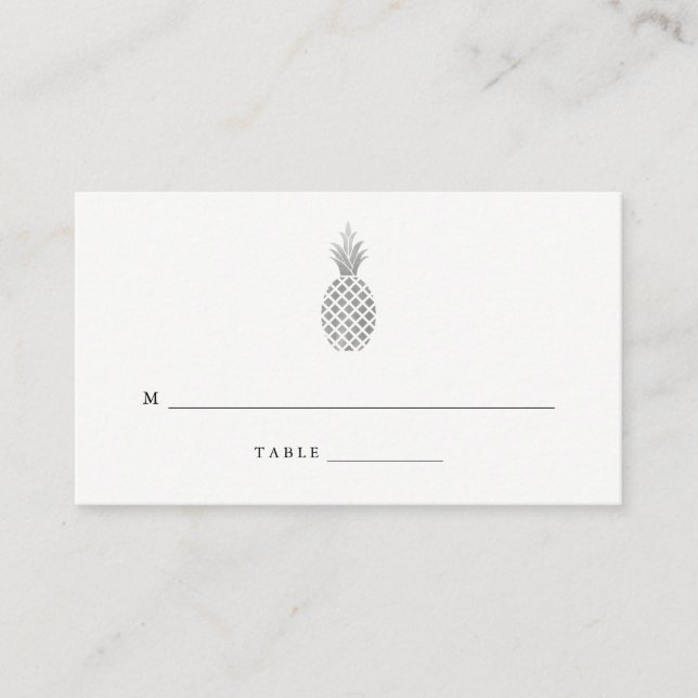 Elegant Silver Pineapple Wedding Escort Cards (Front)
