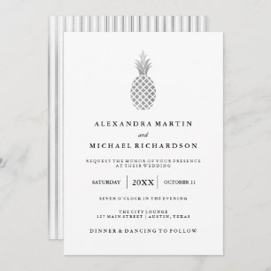 Elegant Silver Pineapple Wedding Invitation