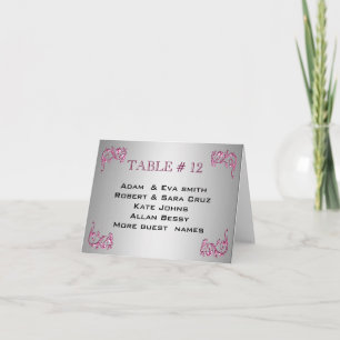 Elegant SILVER PINK able number template wedding