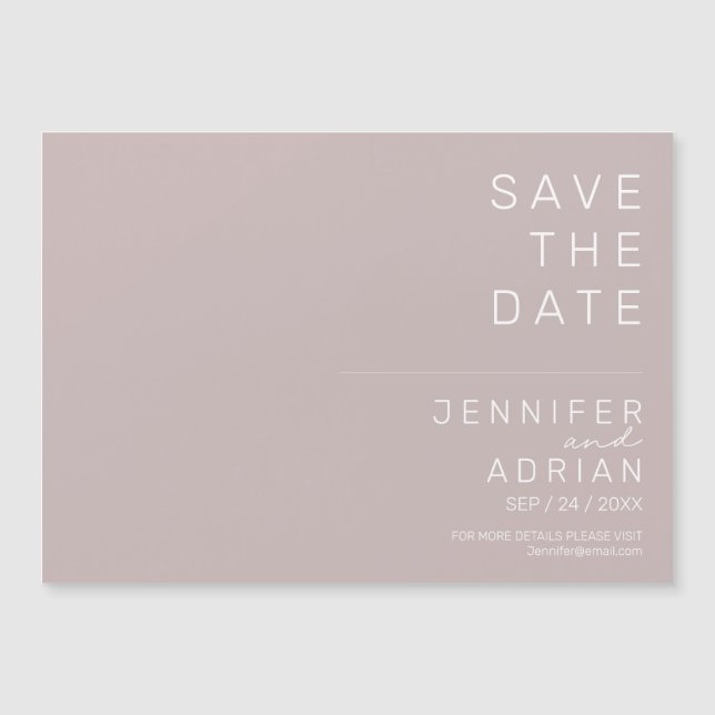 Elegant  Silver Pink Minimal ﻿Modern Save The Date (Front)