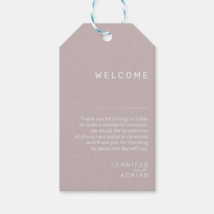 Elegant Silver Pink Minimal Wedding Welcome Gift Tags