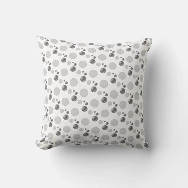 Elegant Silver Polka Dots Cushion (Front)