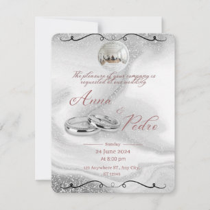 Elegant Silver QR Code Wedding Invitation Card
