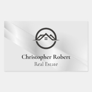 Elegant Silver Real Estate Rectangular Sticker