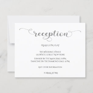 Elegant Silver Romantic Wedding Reception Card