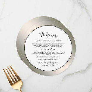 Elegant Silver Round Wedding Menu