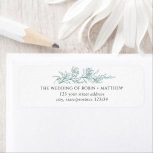Elegant Silver Sage Hand Drawn Floral Address