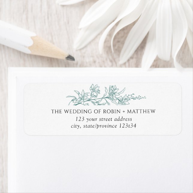 Elegant Silver Sage Hand Drawn Floral Address (Insitu)