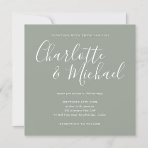 Elegant Silver Sage Signature Wedding Invitation