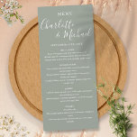 Elegant Silver Sage Signature Wedding Menu<br><div class="desc">Elegant silver sage green signature wedding menu card featuring signature style names,  this modern menu card can be personalised with your information in chic white lettering. Designed by Thisisnotme©</div>