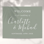 Elegant Silver Sage Signature Wedding Welcome Poster<br><div class="desc">Featuring signature style names,  this elegant silver sage welcome sign can be personalised with your information in chic white lettering. Designed by Thisisnotme©</div>