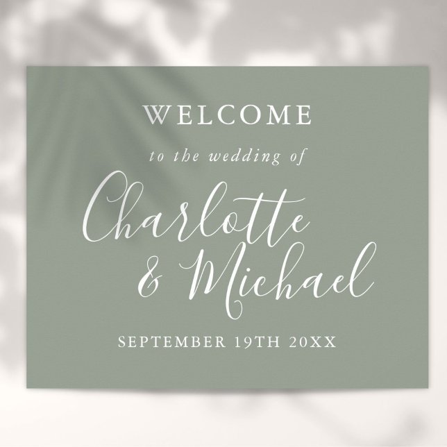 Elegant Silver Sage Signature Wedding Welcome Poster (Elegant Silver Sage Signature Wedding Welcome Poster)