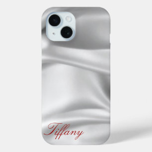 Elegant Silver Satin Silk Custom Phone Case