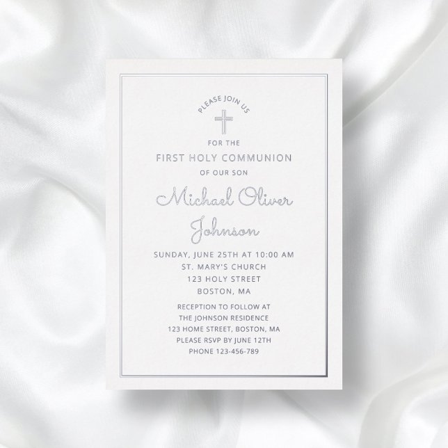 Elegant Silver Script First Communion (Creator Uploaded)