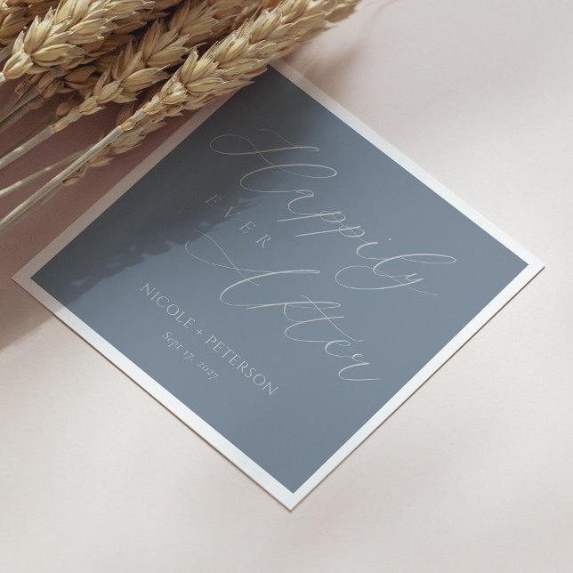 Elegant Silver Script Slate Grey Wedding Napkin (Personalized Elegant Silver Script Slate Grey Wedding Napkins)