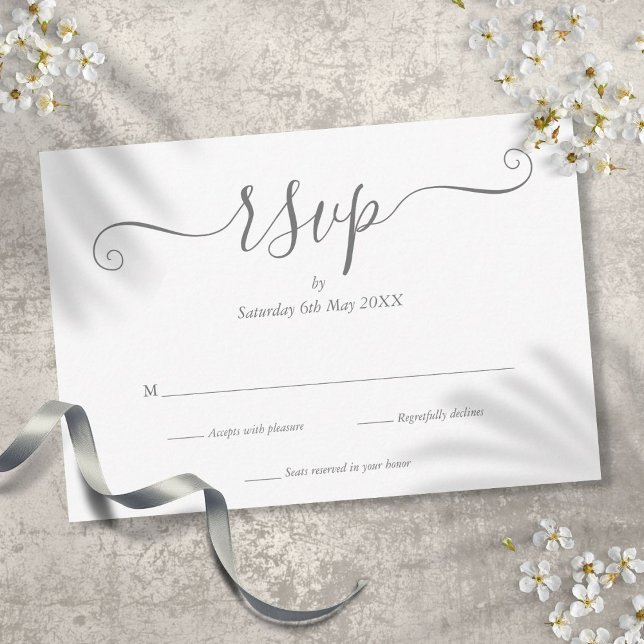 Elegant Silver Signature Script RSVP Card (Elegant Silver Signature Script RSVP Card)