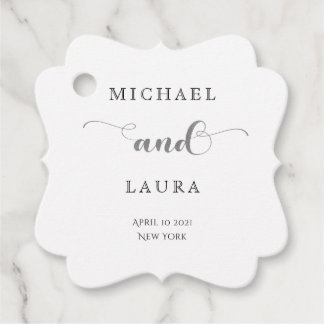 Elegant Silver SImple Wedding Favour Tags