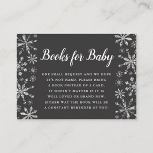 Elegant Silver Snowflake Baby Shower Bring a Book Enclosure Card