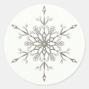 Elegant Silver Snowflake Classic Round Sticker