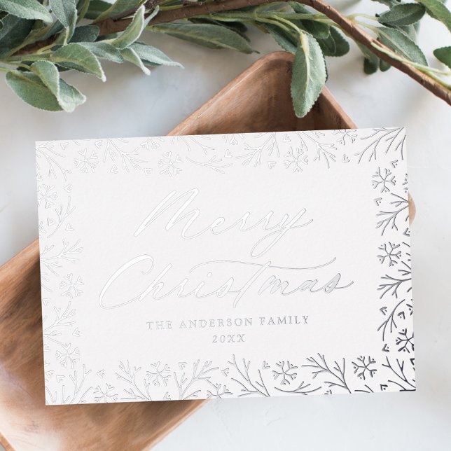 Elegant Silver Snowflake Merry Christmas Non-Photo Foil Holiday Card (Creator Uploaded)