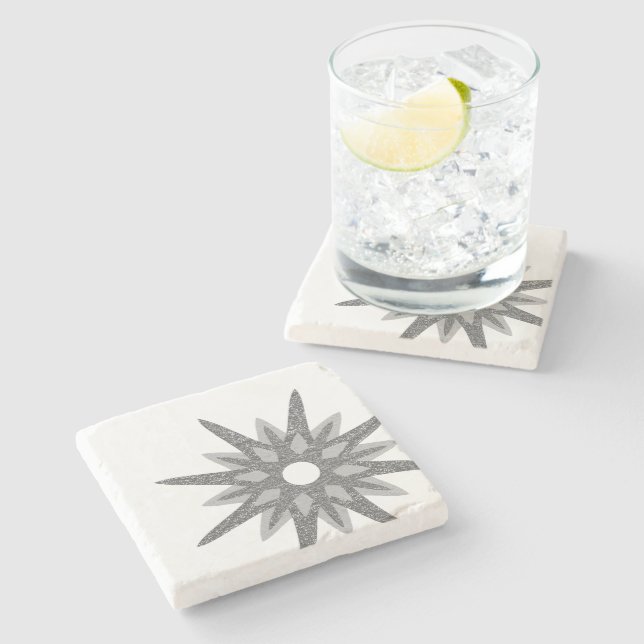 Elegant Silver Snowflake  Stone Coaster (Side)