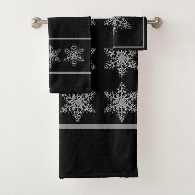 Elegant Silver Snowflake  Towel Set (Insitu)
