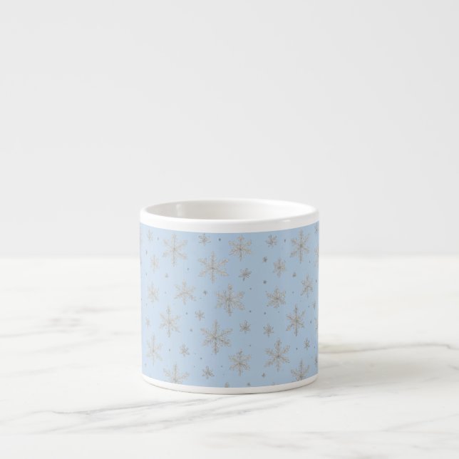 Elegant Silver Snowflake | Winter Holiday  Espresso Cup (Front)