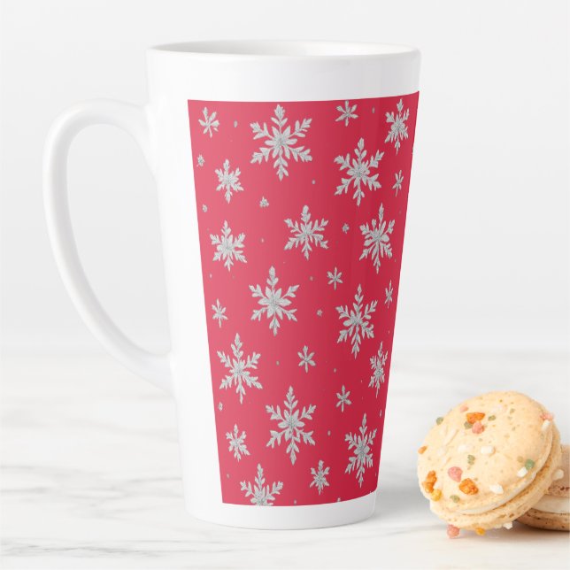 Elegant Silver Snowflake | Winter Holiday  Latte Mug (In Situ)