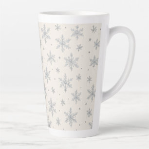 Elegant Silver Snowflake Winter Holiday Latte Mug