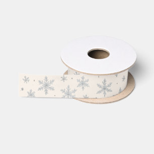 Elegant Silver Snowflake Winter Holiday Satin Ribbon