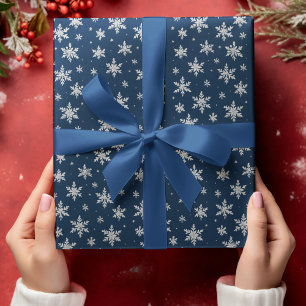 Elegant Silver Snowflake   Winter Holiday  Wrapping Paper