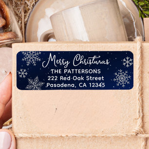 Elegant Silver Snowflakes on Night Blue Christmas