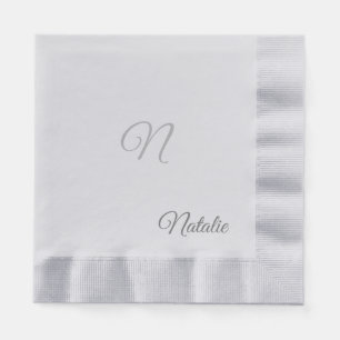 Elegant silver solid colour monogrammed Napkins