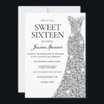 Elegant Silver Sparkle Dress Sweet 16 Invite<br><div class="desc">Elegant Silver Sparkle Dress Sweet 16 Invite

Variations to the invitation and matching items in our store</div>