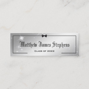Elegant Silver Sparkle Formal Graduation Name Card