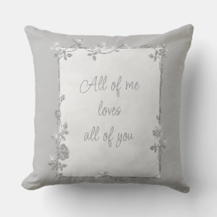 Elegant Silver Sparkle Frame Valentine  Cushion