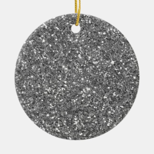 Elegant silver sparkling glitter pattern           ceramic tree decoration (Front)