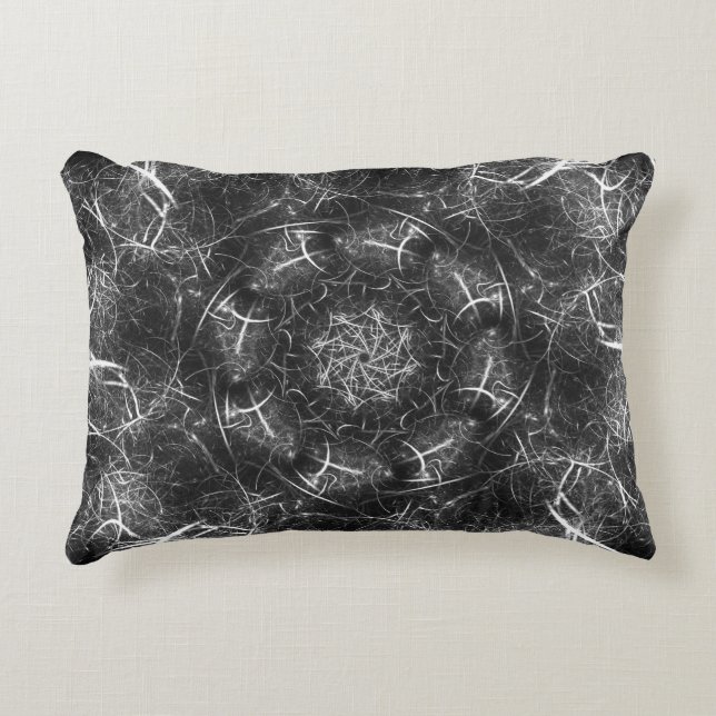 Elegant Silver Spiral Fractal Pillow (Front)